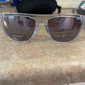 Spyder Transparent Frame Sunglasses with Dark Lenses